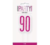 Unique 83899 Pink Number Birthday Candle | Glittered 1 Pc, Age 90