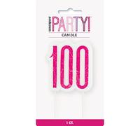 Unique 83900 Pink Number Birthday Candle | Glittered 1 Pc, Age 100