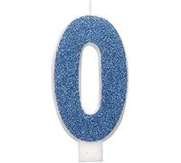 Unique 84260 Party 84260-Glitz Blue & Silver Number 0 Birthday Candle, Age 0
