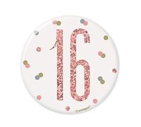 Unique 84865 Number Badge | Glittery Rosegold | 1 Pc, Rose Gold, Age 16