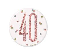 Unique 84869 Number Badge | Glittery Rosegold | 1 Pc, Rose Gold, Age 40