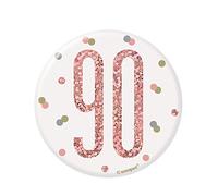 Unique 84874 Number Badge | Glittery Rosegold | 1 Pc, Rose Gold, Age 90