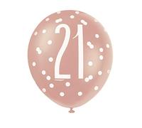 Unique 84916 Number Latex Balloons-12 | Rosegold | 6 Pcs, Rose Gold, Age 21