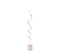 Unique 84932 Number Hanging Swirl Decorations-32 | Glittery Rosegold | 6 Pcs, Rose Gold, Age 30