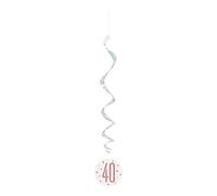 Unique 84933 Number Hanging Swirl Decorations-32 | Glittery Rosegold | 6 Pcs, Rose Gold, Age 40