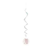 Unique 84937 Number Hanging Swirl Decorations-32 | Glittery Rosegold | 6 Pcs, Rose Gold, Age 70