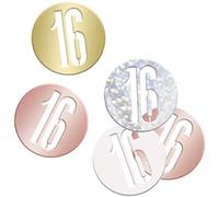 Unique 84945 Birthday Confetti Cutouts-5 oz. | Glittery Rosegold| 1 pack, Rose Gold, Age 16