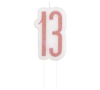 Unique 84980 Number Birthday Candle | Rosegold | 1 Pc, Rose Gold, Age 13