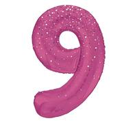Unique 85859 - Giant Foil Number 9 Balloon - 86 cm - Prismatic Glitz Pink Birthday Party - 1 Count (Pack of 1)