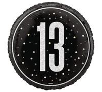Unique 87381 Foil 13th Balloon-45 cm-Glitz Black Birthday Party-1 Count (Pack of 1), Multicolour