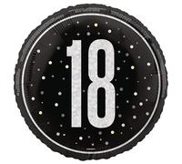 Unique Balloon 87383 Foil 18th Birthday – 45 cm Glitz Black Multicolour – 1 Count