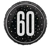 Unique 87388 Foil 60th Balloon-45 cm-Glitz Black Birthday Party-1 Count (Pack of 1)