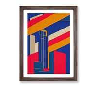 Unique Abstract Architecture No.1 Framed Print for Living Room Bedroom Home Office Décor, Wall Art Picture Ready to Hang, Walnut A3 Frame (34 x 46 cm)
