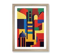 Unique Abstract Architecture No.7 Framed Print for Living Room Bedroom Home Office Décor, Wall Art Picture Ready to Hang, Oak A2 Frame (64 x 46 cm)