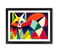 Unique Abstract Fox Framed Print | A2 Black Framed Wall Art | Ready to Hang | Abstract Animal Picture | Living Room Bedroom Lounge Office