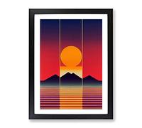Unique Abstract Mountain Sunset No.3 Framed Print | A2 Black Framed Wall Art | Ready to Hang | Abstract Landscape Picture | Living Room Bedroom Lounge Office