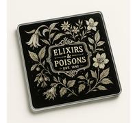 Unique Acrylic Coaster Gift - Botanical Alchemy Design with Vintage Elegance and Occult Florals