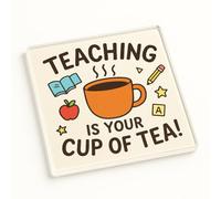 Unique Acrylic Coaster Gift for Teachers End of Term - Whimsical Doodle Style Coffee Theme Desk Accessory Present