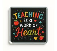 Unique Acrylic Coaster Gift for Teachers - Heartfelt Teaching Design with Doodles and Chalkboard Elements for Birthday or Christmas