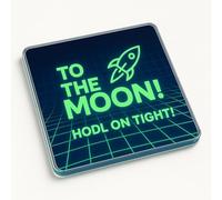 Unique Acrylic Coaster Gift - Futuristic Crypto Design with Midnight Blue & Neon Green Accents for Home & Office
