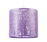 Unique and Beautiful Lavender Lilac Metal Forest Design Pendant Shade | Light Escapes Through The Gaps and Casts The Forest Against The Walls and Ceiling by Happy Homewares