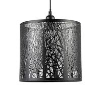 Unique and Beautiful Matte Black Metal Forest Design Pendant Shade | Light Escapes Through The Gaps and Casts The Forest Against The Walls and Ceiling by Happy Homewares