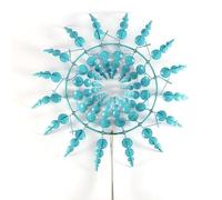 Unique and Magical Garden Wind Chime, 3D Wind Powered Kinetic Windmill, Garden Metal, Rustproof Garden Stake, Wind Chime, for Patio, Lawn and Garden Decoration, Windmill, Bird Repellent (Blue)