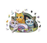 Unique Animal Shaped Wooden Jigsaw Puzzle 8.2" x 6.2" - Cat Puzzle for Adults & Kids, Home Decor and Friend Gifts