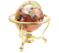 Unique Art 13-Inch Tall Table Top Amberllite Pearl Gold Stand Gemstone World Globe with Gold Tripod Stand