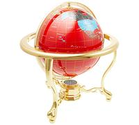 Unique Art 13-Inch Tall Table Top Red Ocean Gemstone World Globe with Gold Tripod Stand