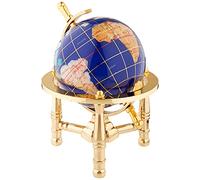 Unique Art 6-Inch by Blue Lapis Ocean Mini Table Top Gemstone World Globe with Gold Tripod