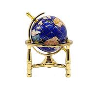 Unique Art 6-Inch Tall Bahama Blue Swirl Pearl Ocean Mini Table Top Gemstone World Globe with Gold Tripod