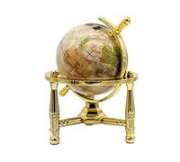 Unique Art 6-Inch Tall Pearl Swirl Ocean Mini Table Top Gemstone World Globe with Gold Tripod