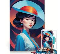 Unique Asian Lady 1000 Pieces Puzzles for Teenagers Mind Boost Fun High Accuracy Cutting Craft Calming Mental Break Activity (38x52cm)
