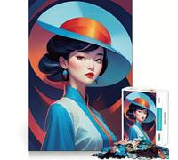 Unique Asian Lady Adults 1000 Pieces Puzzle Mental Fun Game Advanced Laser Cutting Tech Amusing Challenge for Waiting Time (50x75cm)