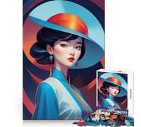 Unique Asian Lady Jigsaw Puzzles for Adults1000 Piece Mind Training Cozy Downtime Laser Cut Joyful Xmas (38x26cm)