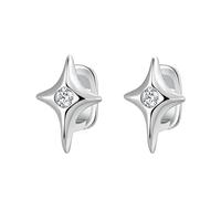Unique Asymmetrical Star Tooth Grills, with Gold Plated Brass Zirconia Stone Dental Jewelry Adjus, for Men Women(Silver)