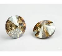 Unique Austrian Crystals Buttons for Sew On Fashion Rivoli Button 6-Pcs for Dresses Crafts Sewing Back Point Decorative Sparkling Golden Shadow - Goldish 10mm