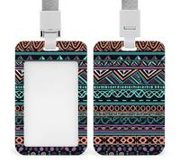 Unique Aztec Pattern Badge Holder with Lanyard - Waterproof Hard Plastic ID Card Holder Professional Name Tag Vertical ID Card Name Badge for Office Nurse Doctor Teacher