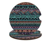 Unique Aztec Pattern Car Coasters, 2PCS Non-Slip Car Cup Holder Coasters with Cork Base, Heat Resistant & Waterproof Drink Coaster for Women Men