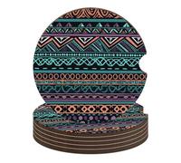 Unique Aztec Pattern Car Coasters, 6PCS Non-Slip Car Cup Holder Coasters with Cork Base, Heat Resistant & Waterproof Drink Coaster for Women Men