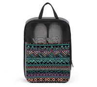 Unique Aztec Pattern Shoe Bag Waterproof & Breathable Shoe Pouch for Travel, Portable Carry Case for Sports Sneakers, Gym, Vacation