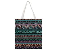 Unique Aztec Pattern Tote Bag, Aesthetic Canvas Tote Bag Reusable Grocery Shopping Bag for Women Men