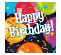 Unique Balloons Happy Birthday Napkins (Pack Of 16) Multicoloured (One Size)