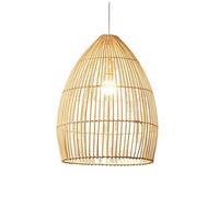 Unique Bamboo Hanging Lamp Beige Shade 40cm E27 Large Pendant Light Fixtures Handmade Minimalist Lamp Cover Rustic Kitchen Island Ceiling Suspended Pendant Lighting Fixture