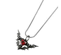 Unique Bat Shape Chokers Necklace with Heart Charm Gothic Fashion Clavicle Chain Jewelry for Her Him Unisex Couple Bat Necklace, One Size, as described, as described