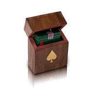Unique Birthday Gift Ideas Handcrafted Classic Wooden Playing Card Holder Deck Box Storage Case Organizer With Premium Quality 'Ace' Playing Cards Anniversary Housewarming Gift Ideas (Spade)