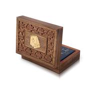 Unique Birthday Gift Ideas Handcrafted Classic Wooden Playing Card Holder Deck Box Storage Case Organizer With A Set of Premium Quality 'Ace' Playing Cards Anniversary Housewarming Gifts For Him Her