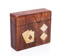 Unique Birthday Gift Ideas Handcrafted Classic Wooden Playing Card Holder Deck Box Storage Case Organizer With Premium Quality 'Ace' Playing Cards Anniversary Housewarming Gifts Men Women