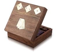 Unique Birthday Gift Ideas Handcrafted Classic Wooden Playing Card Holder Deck Box Storage Case Organizer With Dice & Single Pack of Premium Quality 'Ace' Playing Cards Gifts For Him Her